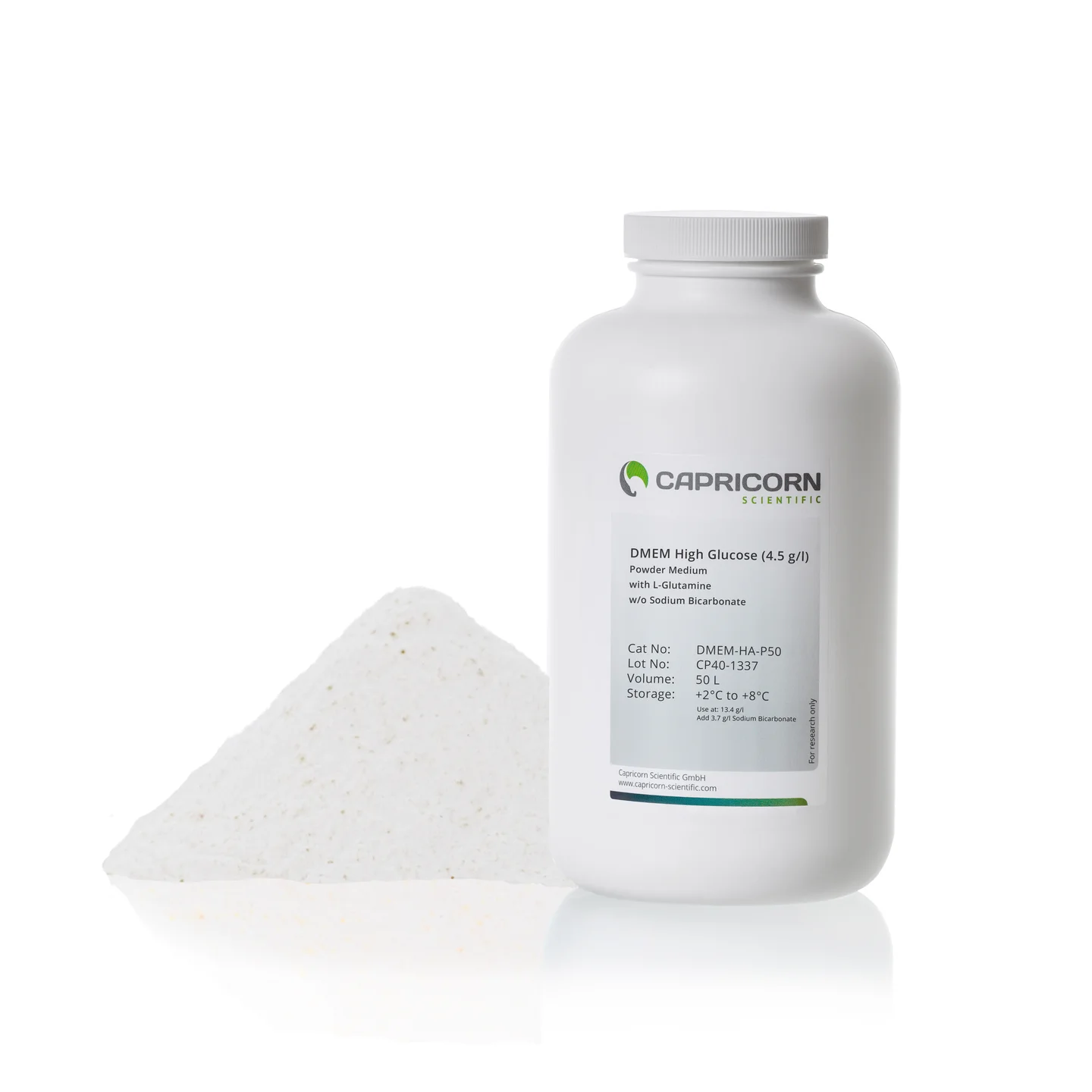 Môi trường dạng bột DMEM, Glucose nồng độ cao (4.5 g/l), chứa L-Glutamine, không chứa Sodium Bicarbonate